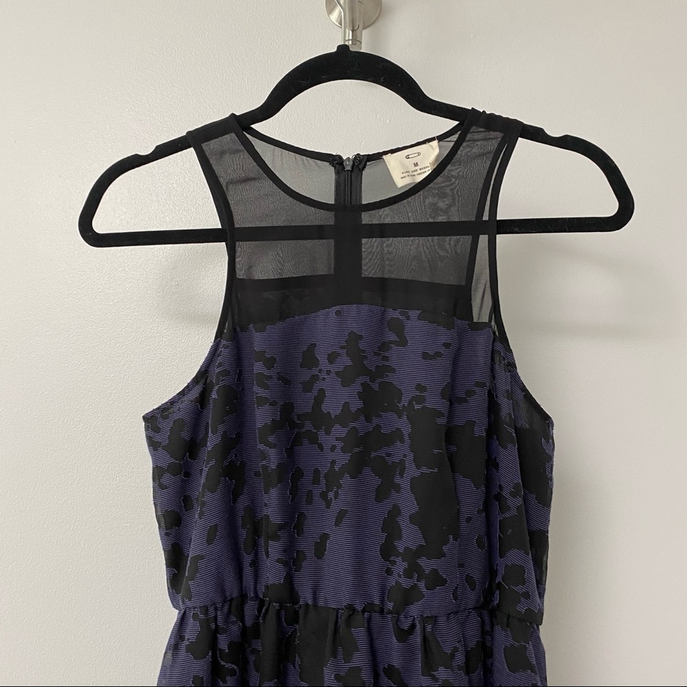 UO Pins and Needles Spring Winter Casual Chic Mesh Sheer Mini Dress Blue - Picture 3 of 9
